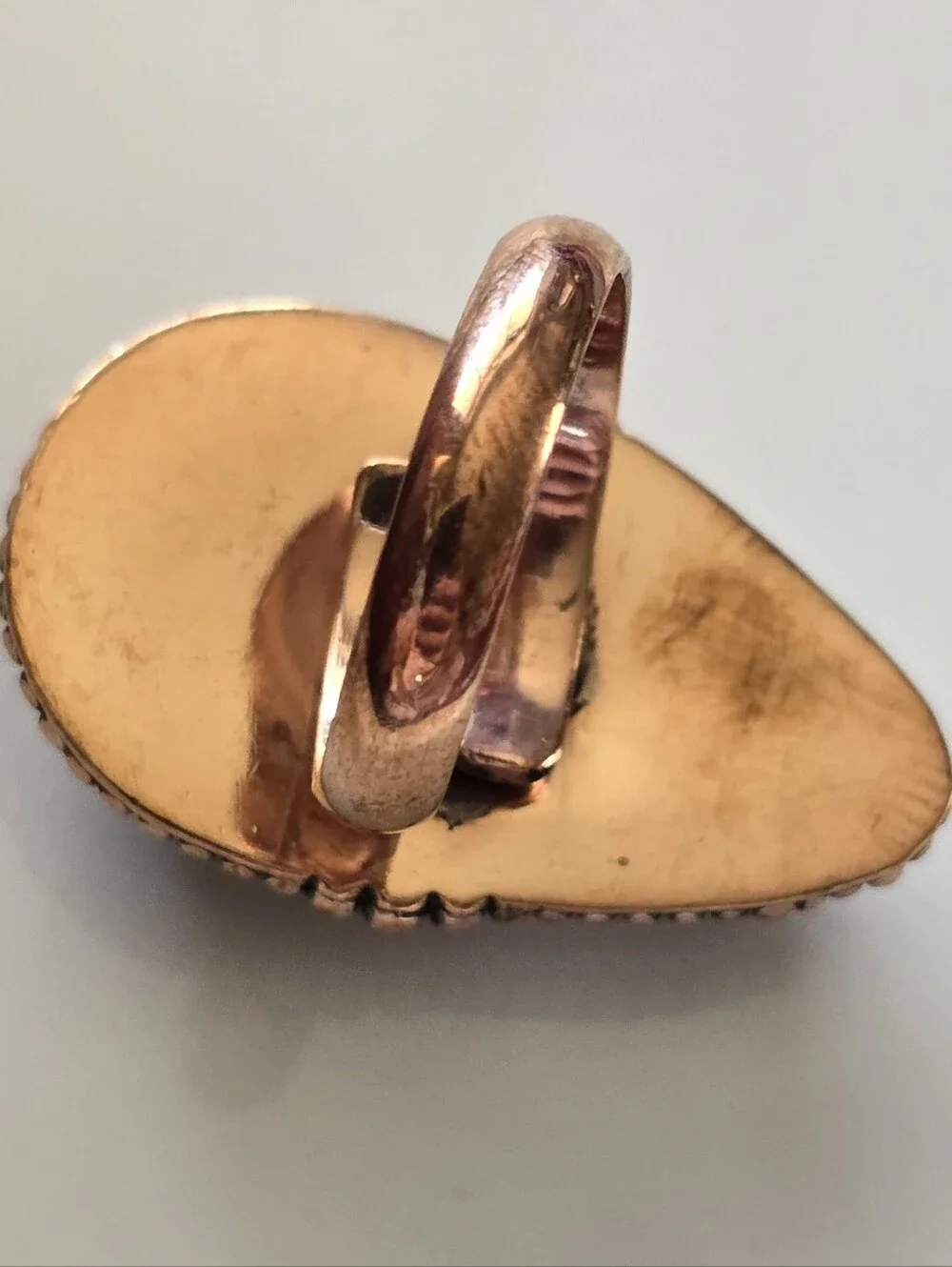 Almond Shaped Charoite Ring In Copper, Southwestern